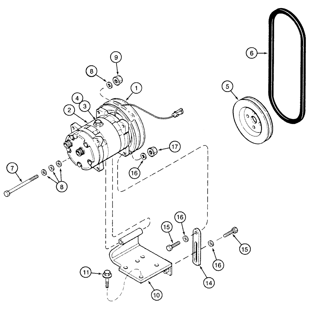 Схема запчастей Case IH 2344 - (09G-25) - AIR CONDITIONING - COMPRESSOR MOUNTING AND DRIVE (10) - CAB & AIR CONDITIONING