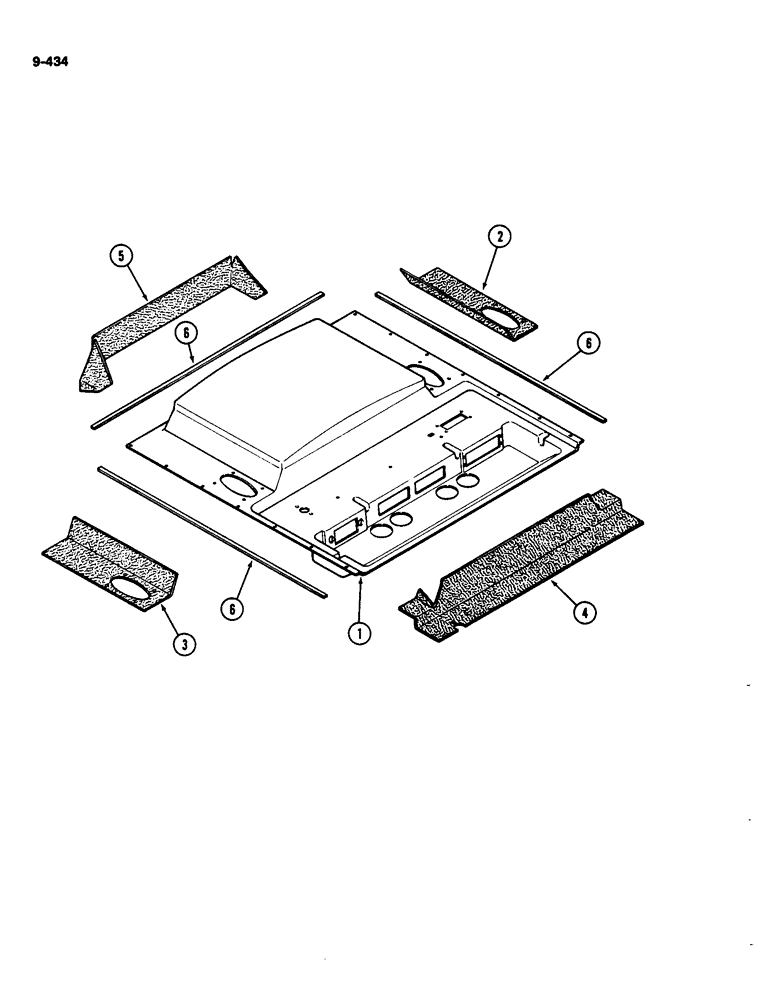 Схема запчастей Case IH 4490 - (9-434) - CAB, HEADLINER NOISE PADS, USE WITH RADIO, PRIOR TO CAB SERIAL NUMBER 12036610 (09) - CHASSIS/ATTACHMENTS