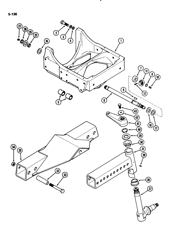 Схема запчастей Case IH 2294 - (5-136) - ADJUSTABLE FRONT AXLE, STANDARD AND LONG AXLE WITH STANDARD WHEEL BASE (05) - STEERING