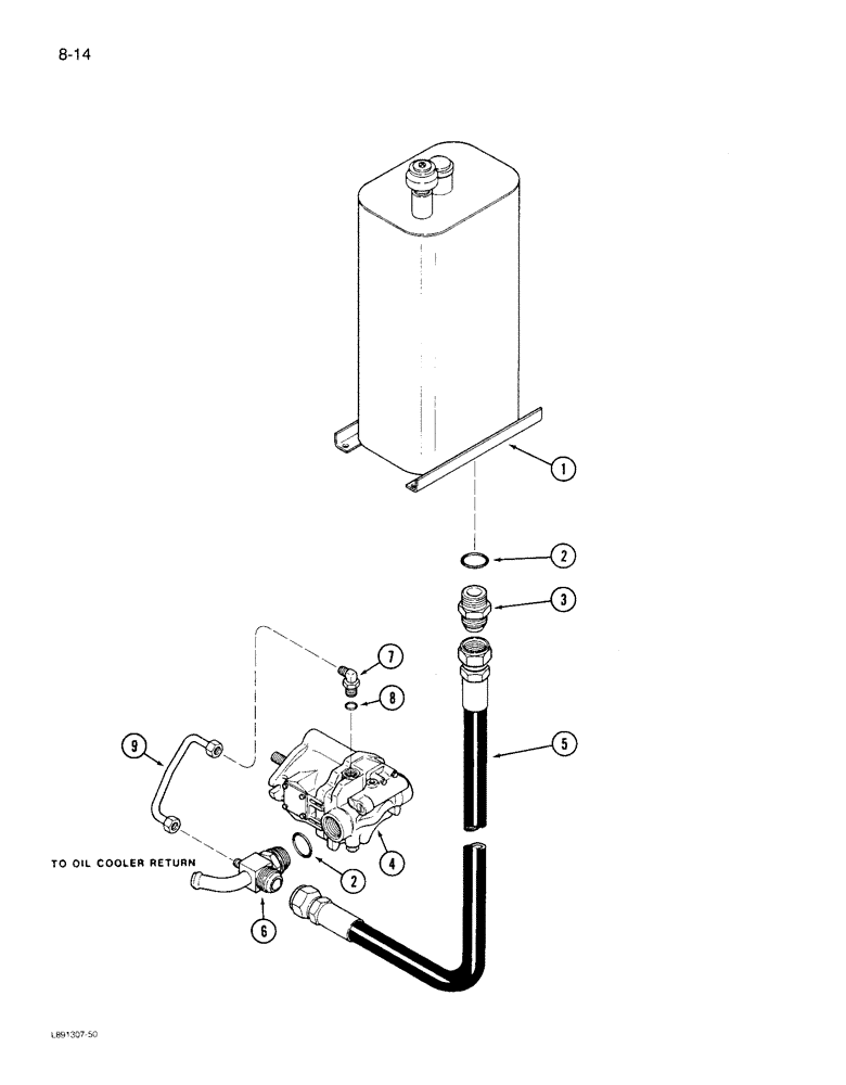 Схема запчастей Case IH 1844 - (8-14) - RESERVOIR TO HYDRAULIC PUMP SYSTEM, 1844 COTTON PICKER (07) - HYDRAULICS