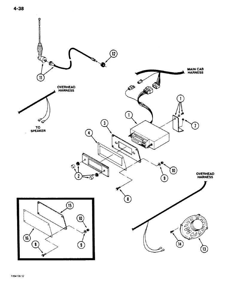 Схема запчастей Case IH 9170 - (4-38) - RADIO AND SPEAKERS (04) - ELECTRICAL SYSTEMS