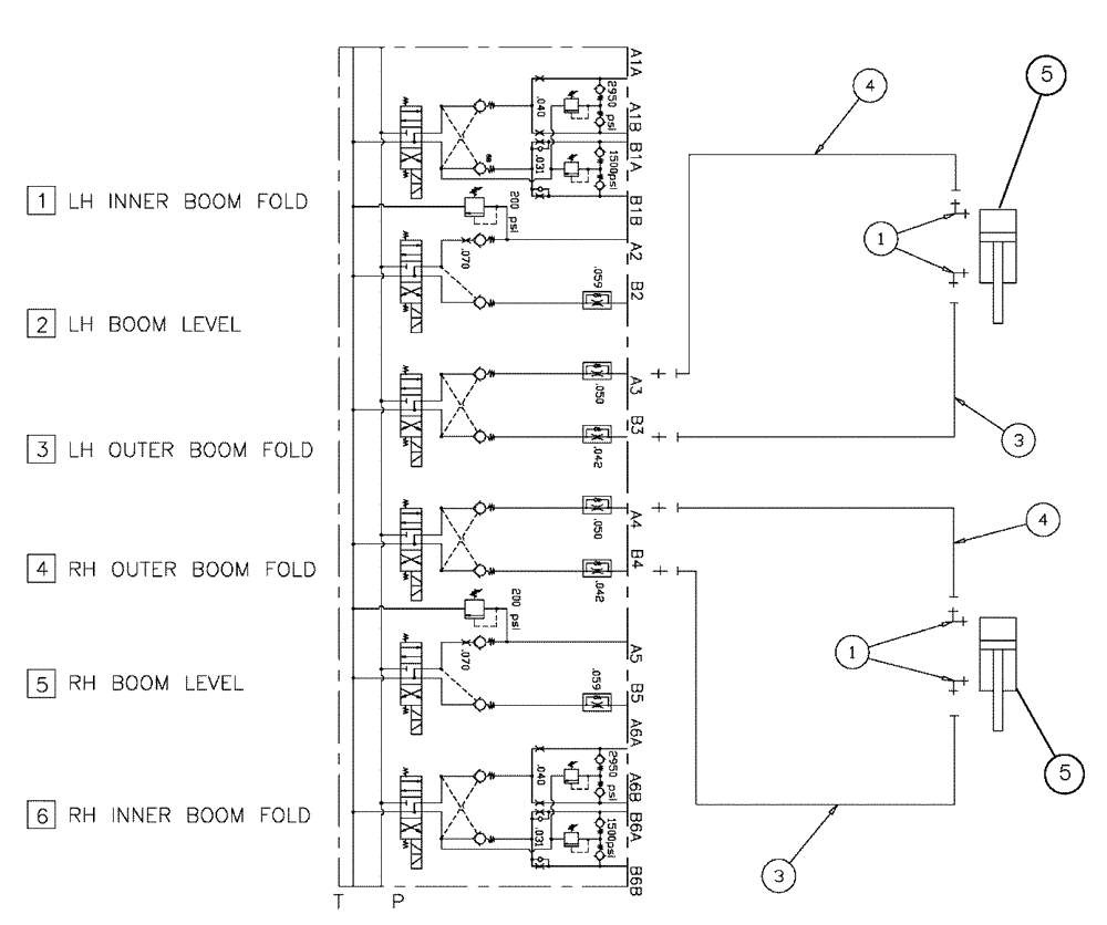 Схема запчастей Case IH SPX3320 - (06-035) - HYDRAULIC GROUP, OUTER FOLD, NO CYLINDER Hydraulic Plumbing