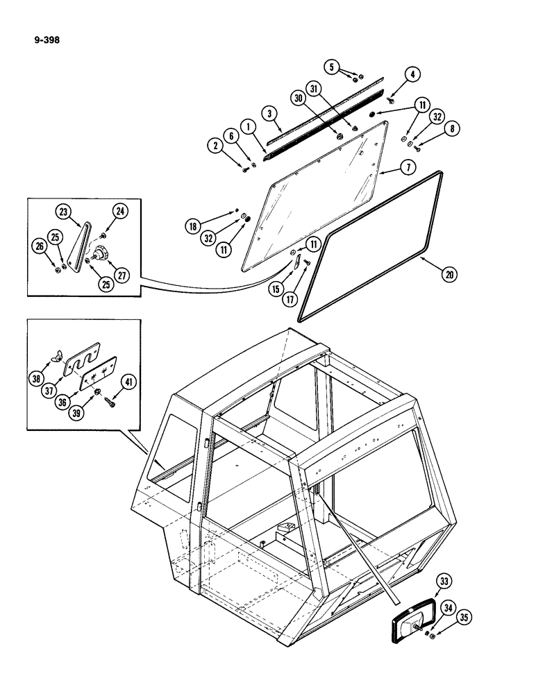 Схема запчастей Case IH 4994 - (9-398) - CAB, REAR WINDOW (09) - CHASSIS/ATTACHMENTS