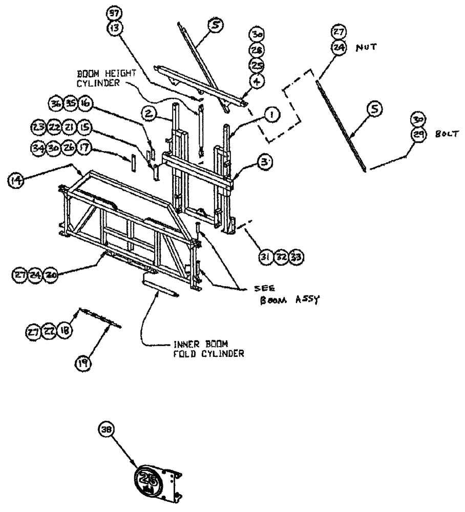 Схема запчастей Case IH 3150 - (08-004) - CENTER SECTION GROUP, 75 (09) - BOOMS