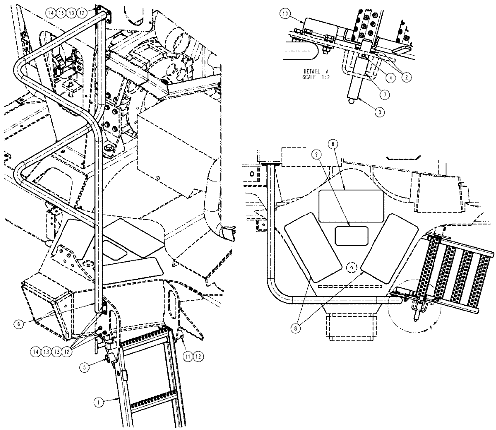 Схема запчастей Case IH SPX3310 - (04-012) - WALKWAY GROUP, R.H. REAR Suspension & Frame