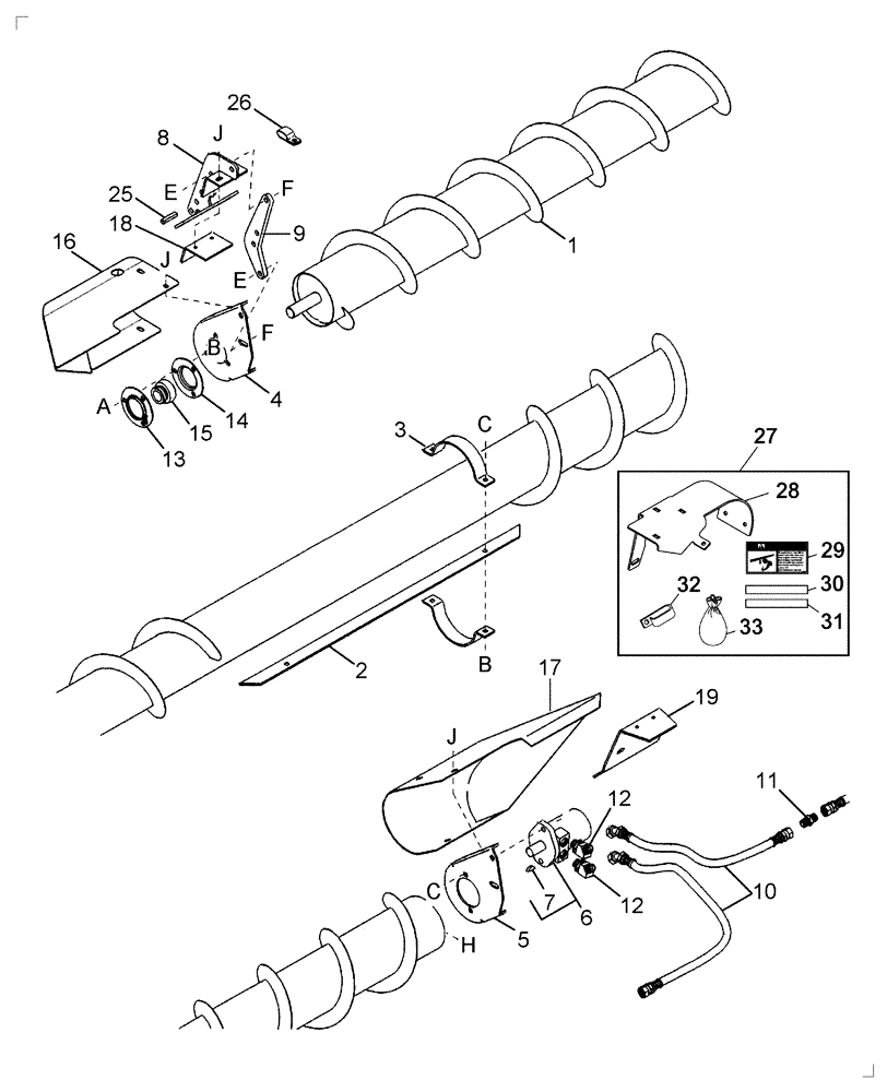 Схема запчастей Case IH 2042 - (09-25) - UPPER CROSS AUGER OPTION 