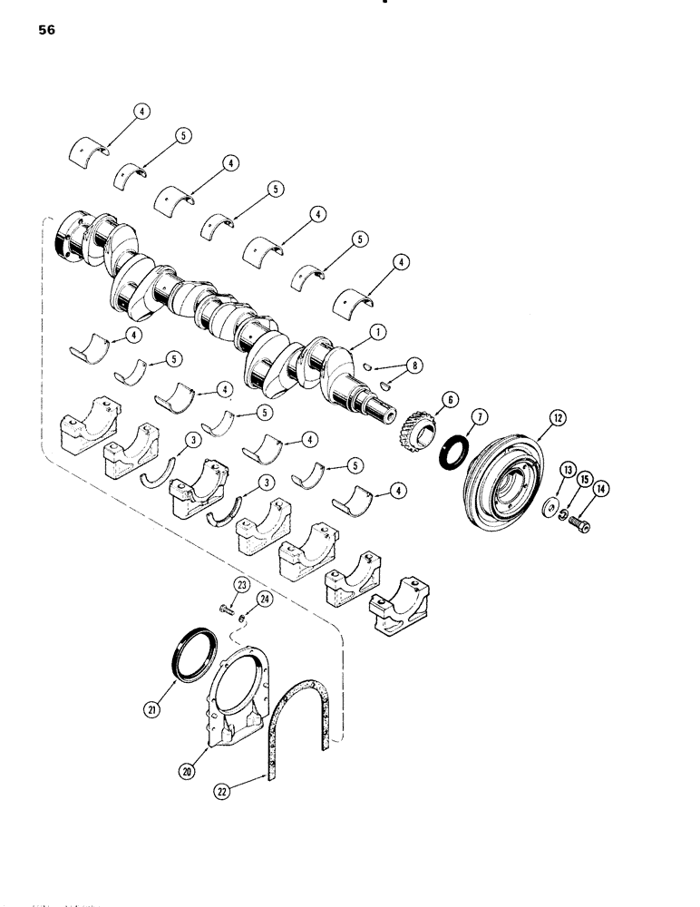 Схема запчастей Case IH 451BDT - (056) - CRANKSHAFT, ENGINE LESS FUEL DEVICE, 451BDT TURBOCHARGED ENGINES (02) - ENGINE