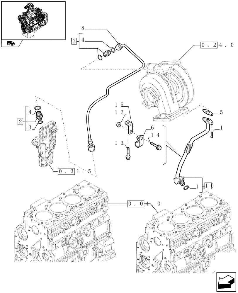 Схема запчастей Case IH F4GE9484A J601 - (0.30.5) - PIPING - ENGINE OIL (504019775) 