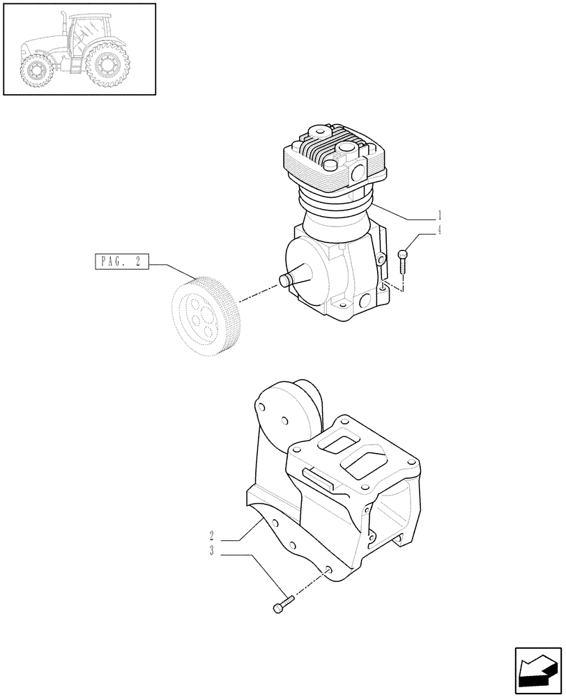 Схема запчастей Case IH PUMA 180 - (1.68.6[01]) - (VAR.178-385) TRAILER AIR BRAKE - BRACKET FOR AIR COMPRESSOR (05) - REAR AXLE