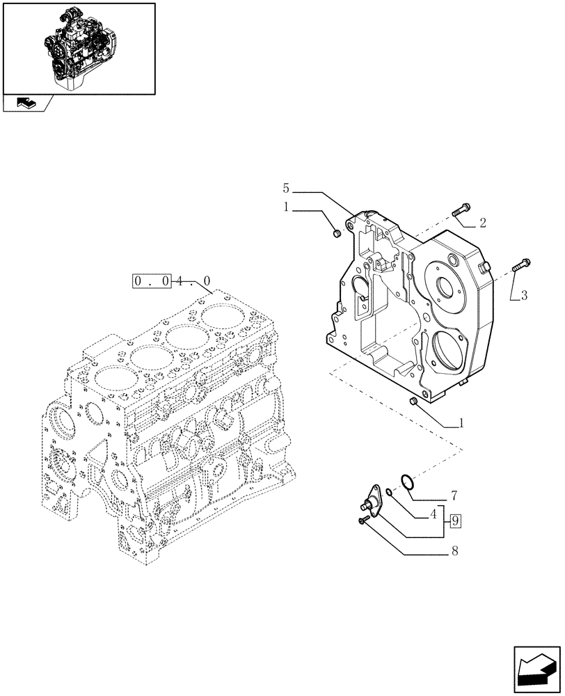 Схема запчастей Case IH F4GE9484A J601 - (0.04.3[01]) - CRANKCASE COVERS (504035016) 