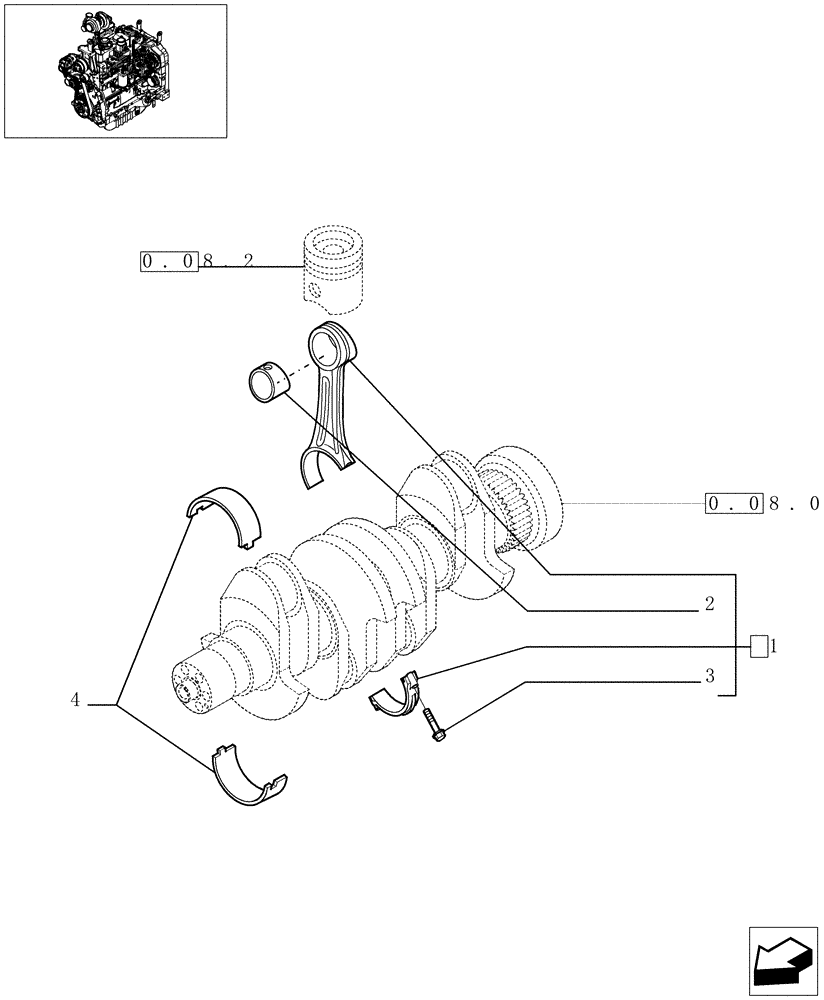 Схема запчастей Case IH MAXXUM 130 - (0.08.1) - CONNECTING ROD (STD + VAR.330003-332115-332116) (01) - ENGINE