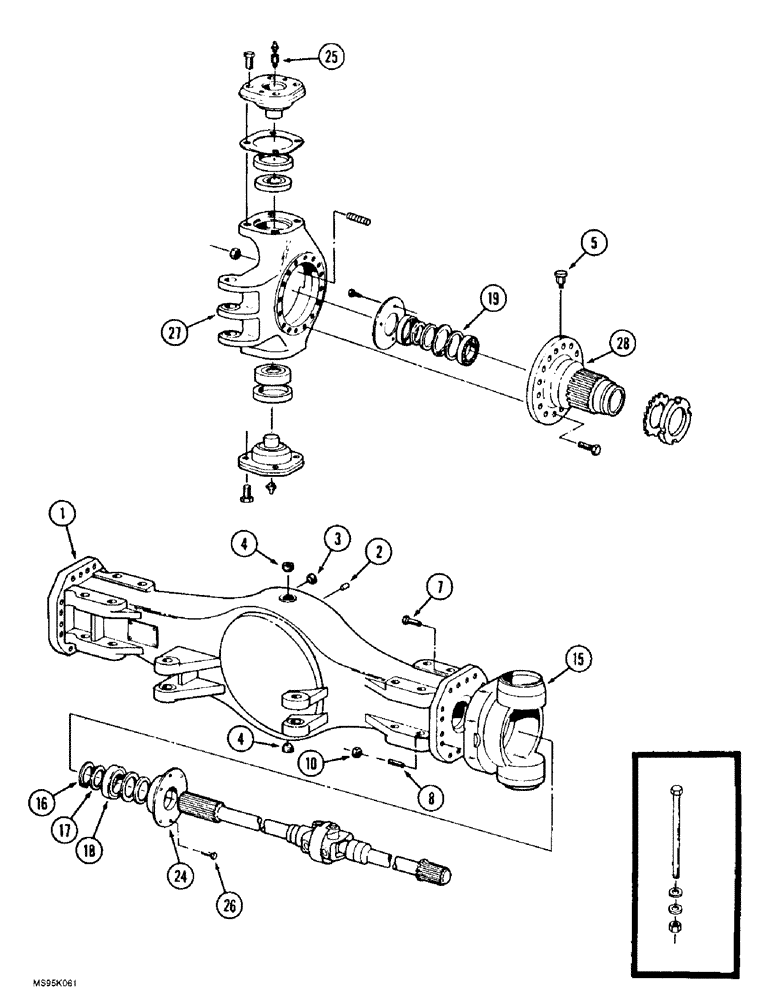 Схема запчастей Case IH 9350 - (6-164) - FRONT STEERABLE AXLE, AXLE HOUSING AND SPINDLE TRUNNION (06) - POWER TRAIN