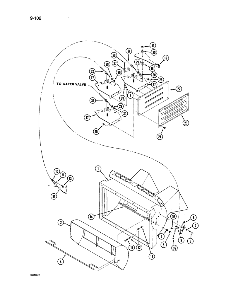 Схема запчастей Case IH 9240 - (9-102) - CAB AIR CONDITIONING AND HEATER, CONTROLS AND AIR PLENUM, PRIOR TO P.I.N. JCB0028400 (09) - CHASSIS/ATTACHMENTS