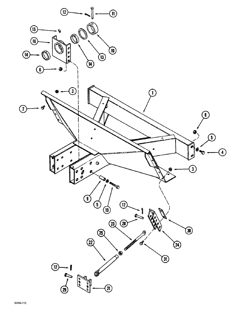 Схема запчастей Case IH 1660 - (5-80) - STEERING AXLE SUPPORT, POWER GUIDE AXLE, P.I.N. JJC0036301 & AFTER (04) - STEERING