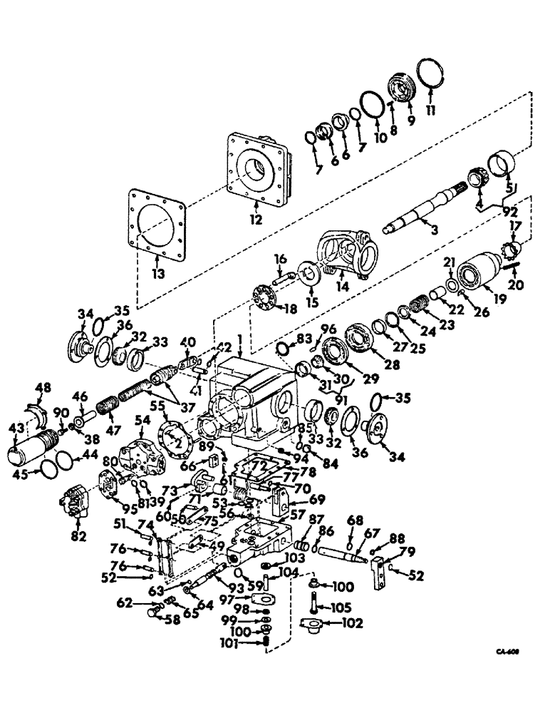 Схема запчастей Case IH 403 - (152) - HYDRAULIC TRANSMISSION PUMP, FOR HYDROSTATIC GROUND DRIVE (35) - HYDRAULIC SYSTEMS