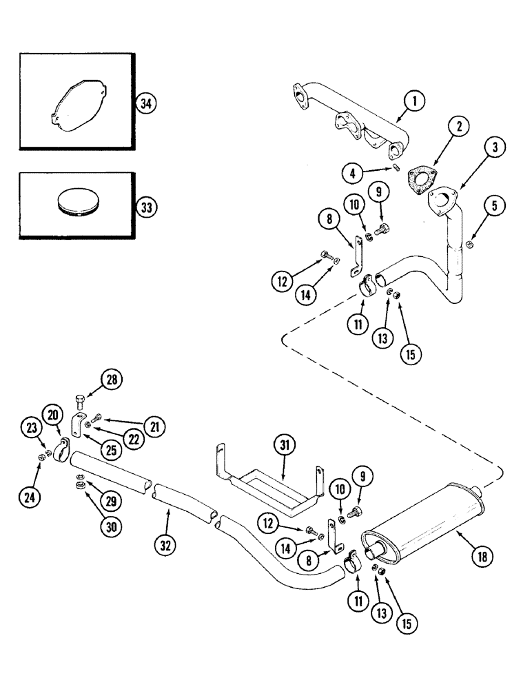 Схема запчастей Case IH 1290 - (A-12) - DOWNSWEPT EXHAUST (01) - ENGINE