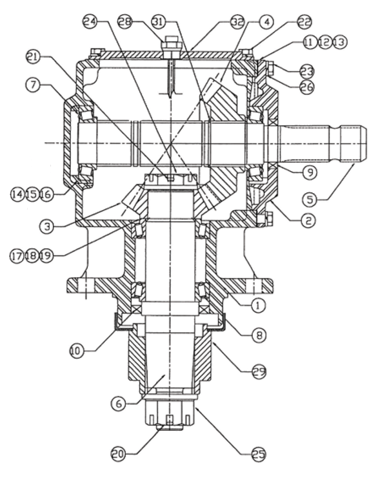 Схема запчастей Case IH RC1800 - (015[01]) - GEAR BOX RIGHT WING 1000 RPM PTO (03) - MAIN GEARBOX