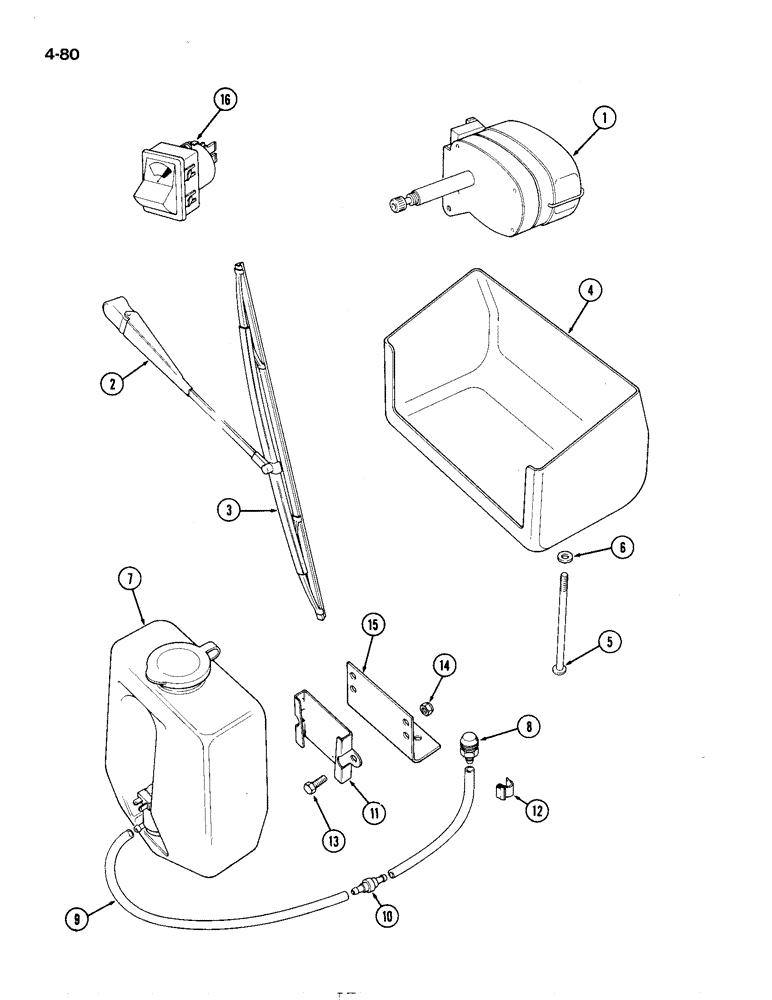 Схема запчастей Case IH 1194 - (4-80) - WINDSHIELD WIPER AND WASHER, TRACTORS WITH CAB (04) - ELECTRICAL SYSTEMS