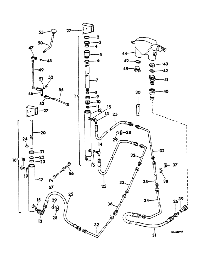 Схема запчастей Case IH 615 - (10-09) - HYDRAULICS, HYDRAULIC REEL LIFT, FOR BELT DRIVE, SERIAL NO. 8001 AND ABOVE (07) - HYDRAULICS