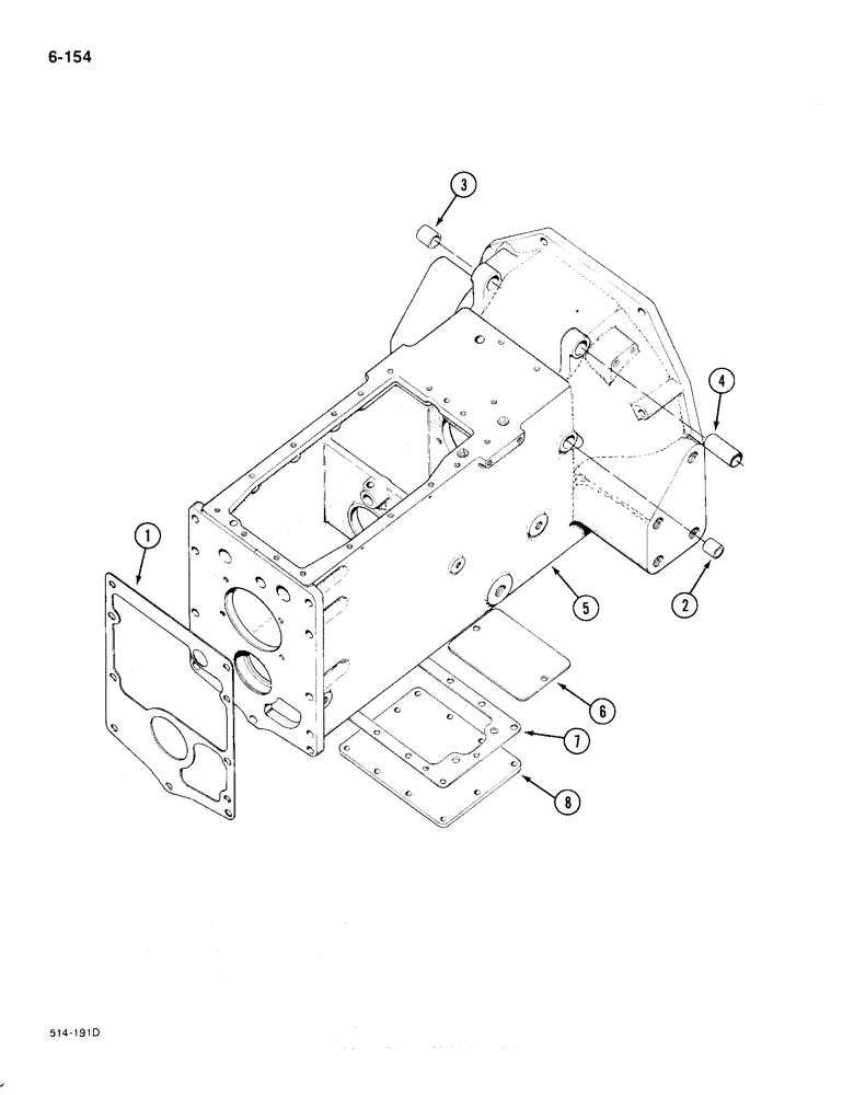 Схема запчастей Case IH 385 - (6-154) - CLUTCH HOUSING AND CONNECTIONS (06) - POWER TRAIN