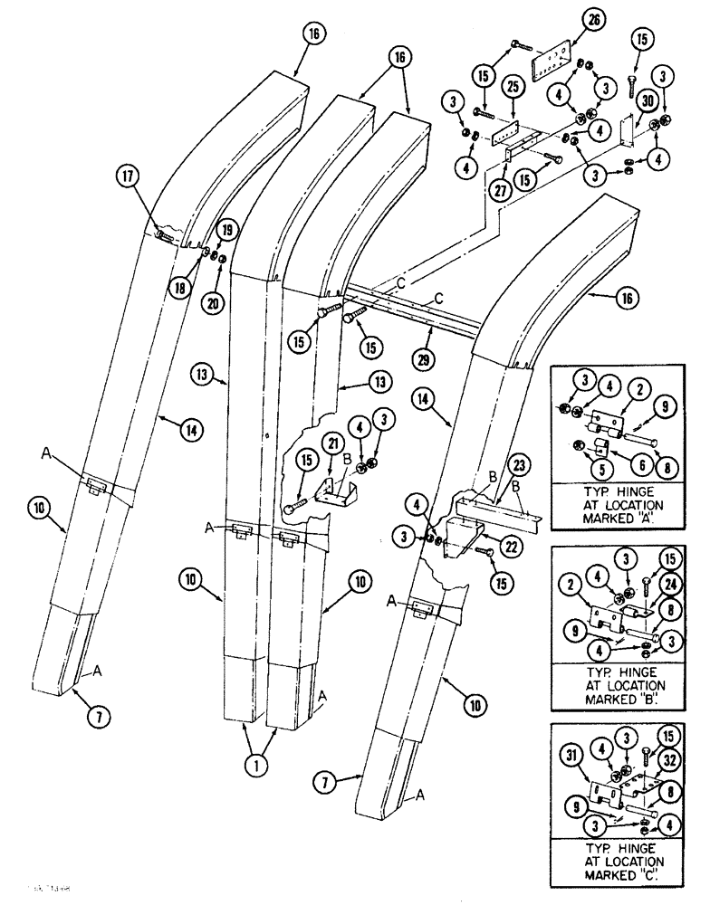 Схема запчастей Case IH 1822 - (9B-24) - CONVEYOR CHUTES, 1822 COTTON PICKER (15) - HANDLING SYSTEM