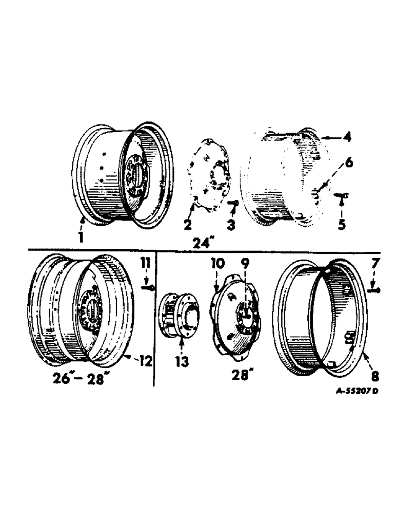 Схема запчастей Case IH 504 - (204) - WHEELS, REAR WHEELS AND DUAL REAR WHEEL SPACER, INTERNATIONAL TRACTORS (11) - WHEELS