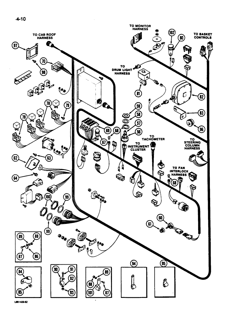 Схема запчастей Case IH 1844 - (4-10) - CONSOLE HARNESS (06) - ELECTRICAL SYSTEMS