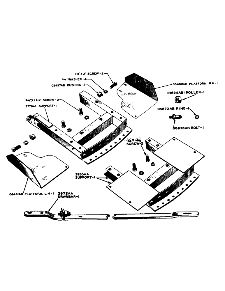 Схема запчастей Case IH SC-SERIES - (165) - DRAW BAR, PLATFORM AND TOOL BOX FOR TRACTORS WITH HYDRAULIC UNIT (09) - CHASSIS