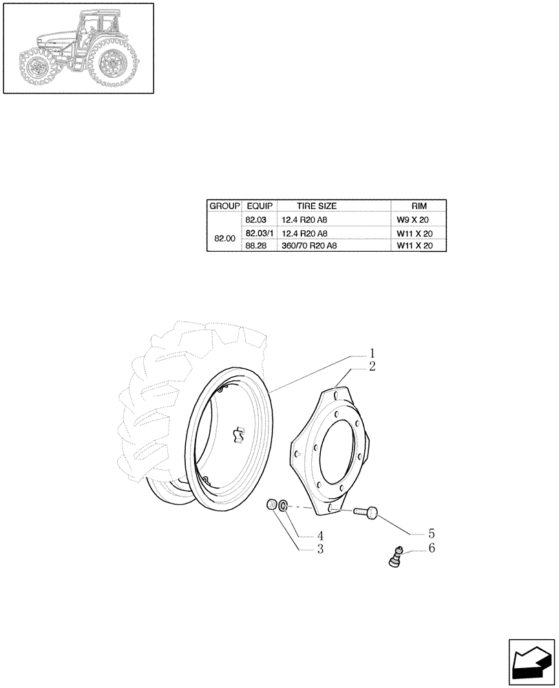 Схема запчастей Case IH JX1070U - (82.00[04]) - DRIVE WHEEL RIM (4WD) (11) - WHEELS/TRACKS