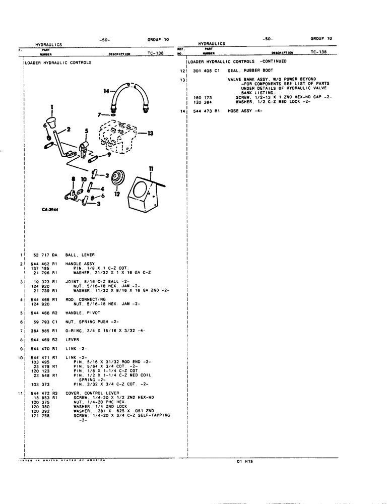 Схема запчастей Case IH 2500 - (10-50) - HYDRAULICS, LOADER HYDRAULIC CONTROLS (07) - HYDRAULICS