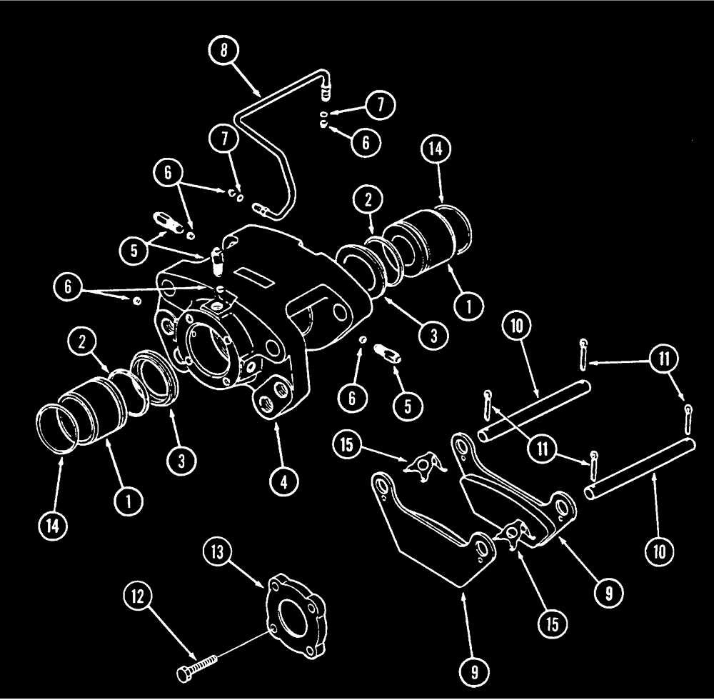 Схема запчастей Case IH 9230 - (7-017A) - BRAKE CALIPER ASSEMBLY, WITHOUT PARKING BRAKE, P.I.N. JEE0032460 AND AFTER (07) - BRAKES