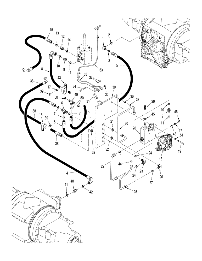 Схема запчастей Case IH STX450 - (07-04) - 400 SERIES AXLE - PARK BRAKE CIRCUIT, WITHOUT DIFFERENTIAL LOCK, BSN JEE0102001 (07) - BRAKES