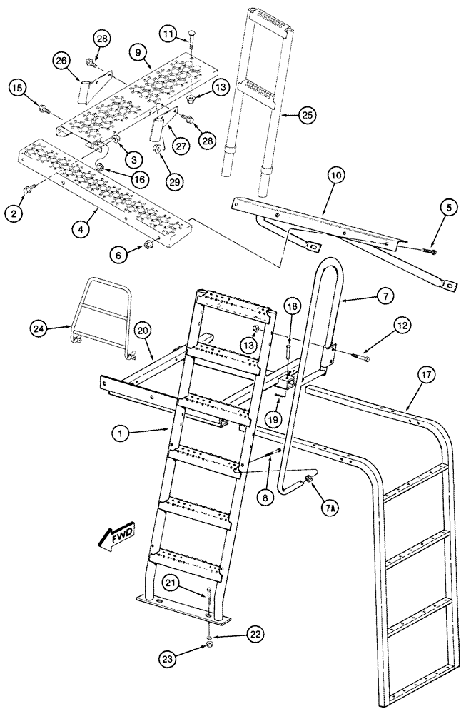 Схема запчастей Case IH 2555 - (09F-18) - STEPS LADDERS -JJC0157149 (12) - CHASSIS