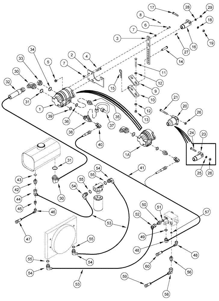 Схема запчастей Case IH 1200 - (B.90.A[02]) - HYDRAULIC PUMP KIT ATTACHMENT, 540 AND 1000 RPM (LOW DISPLACEMENT) PUMPS, 6 & 8 ROW RIGID TRAILING (BEFORE 04/2002) B - Power Production