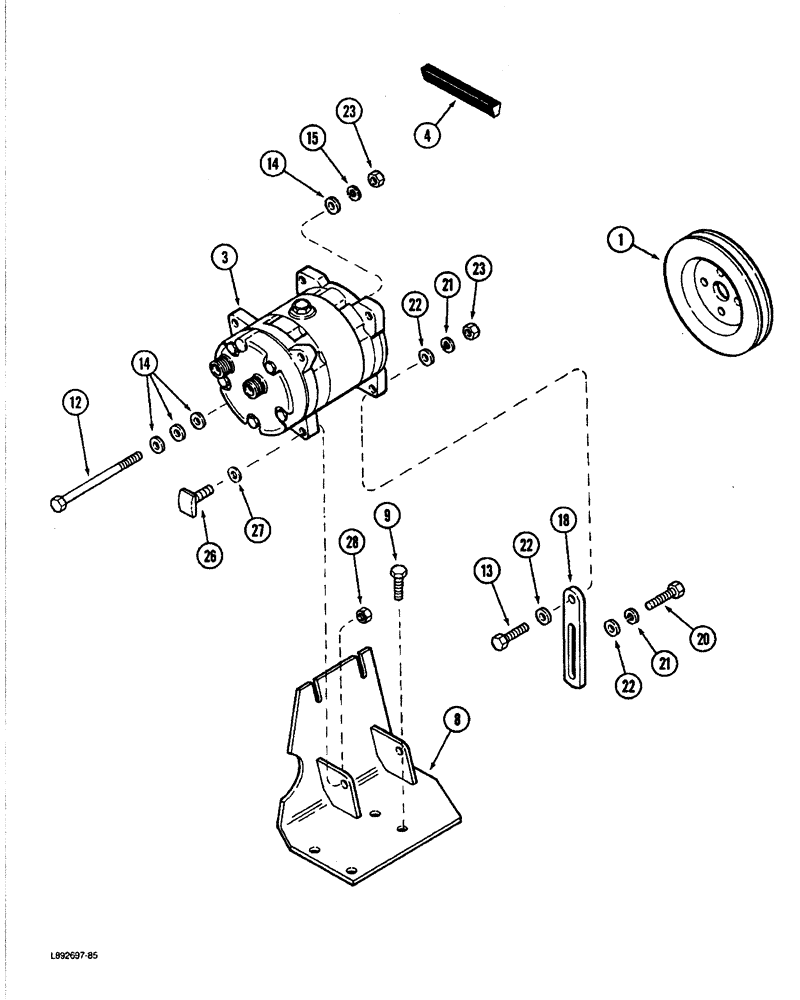 Схема запчастей Case IH 1822 - (9D-34) - COMPRESSOR MOUNTING AND PULLEY (10) - CAB & AIR CONDITIONING