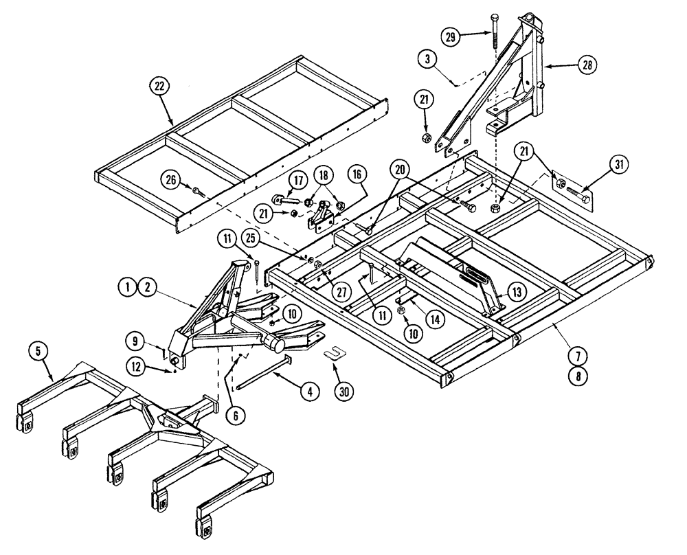 Схема запчастей Case IH NFX - (9-10) - WING FRAME 4 RANK, 2310, 2710, 3010, 2412, AND 2812 DRILLS (09) - CHASSIS