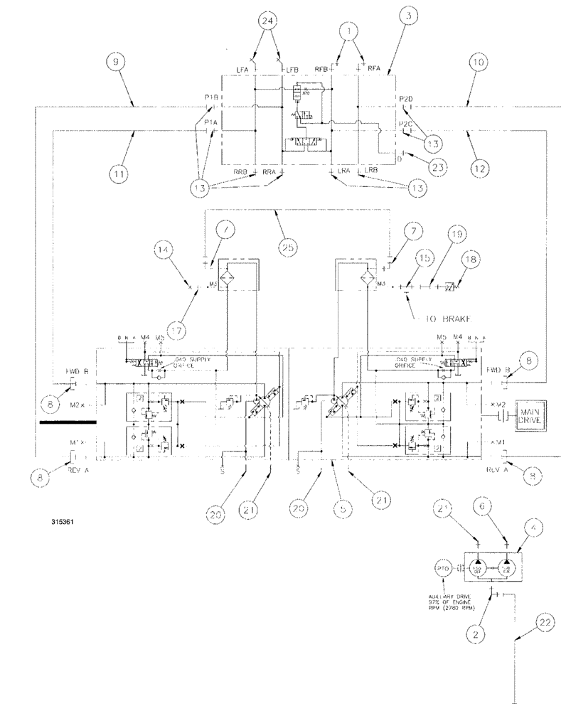 Схема запчастей Case IH SPX3200 - (06-004) - HYDROSTATIC PUMP GROUP (29) - HYDROSTATIC DRIVE