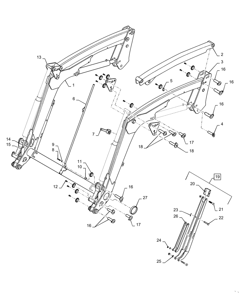 Схема запчастей Case IH L560 - (39.105.01) - LOADER BEAM (39) - FRAMES AND BALLASTING