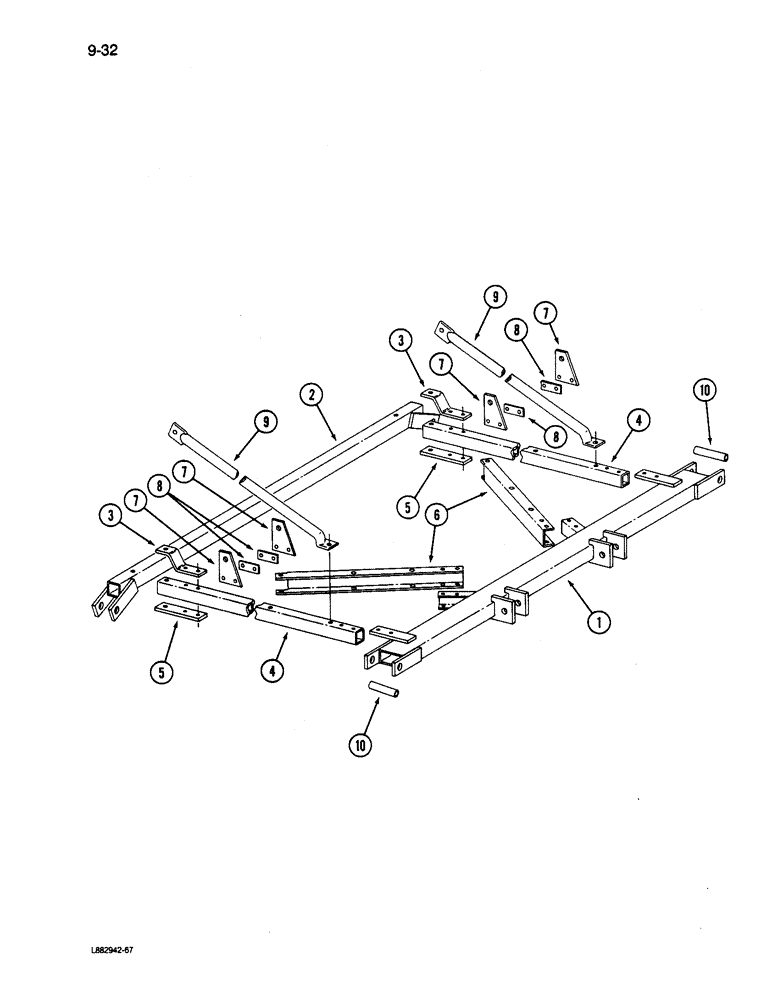 Схема запчастей Case IH 6200 - (9-032) - CENTER HITCH AND STABILIZER, THREE DRILL, HITCH SERIAL NUMBER 501 AND AFTER (09) - CHASSIS/ATTACHMENTS