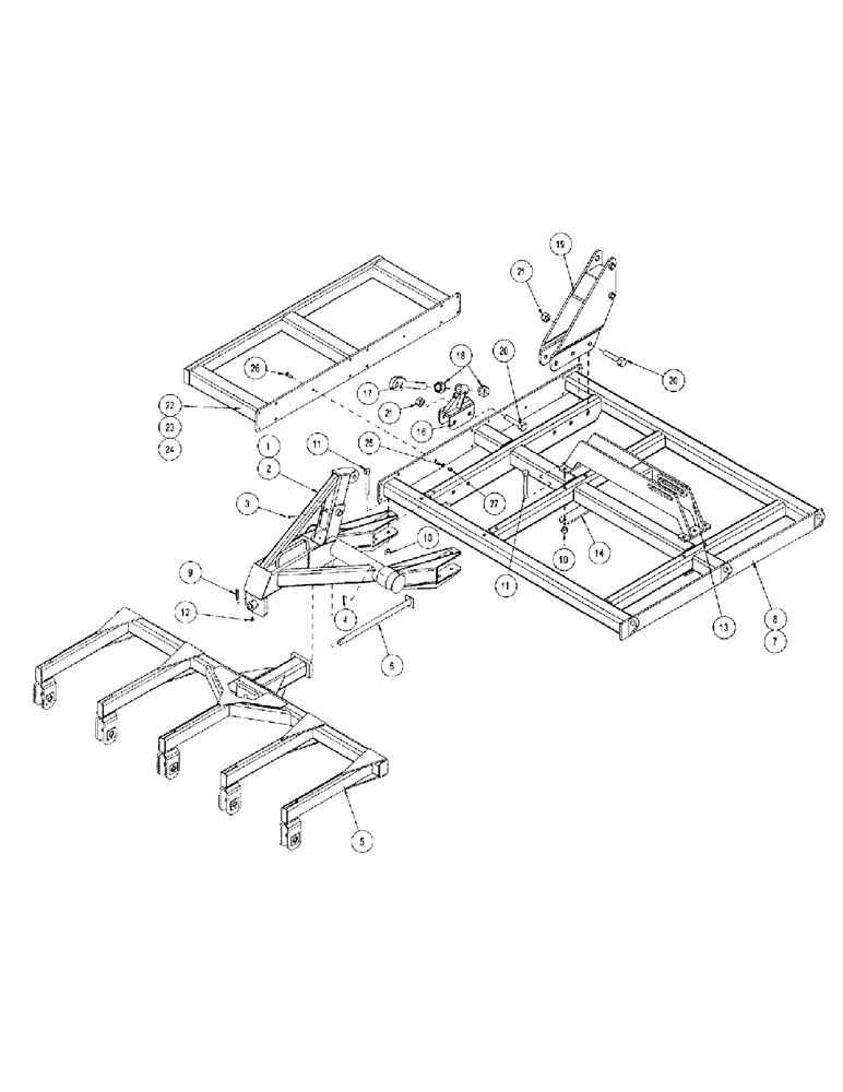 Схема запчастей Case IH CONCORD - (B08) - WING FRAME, THREE RANK 