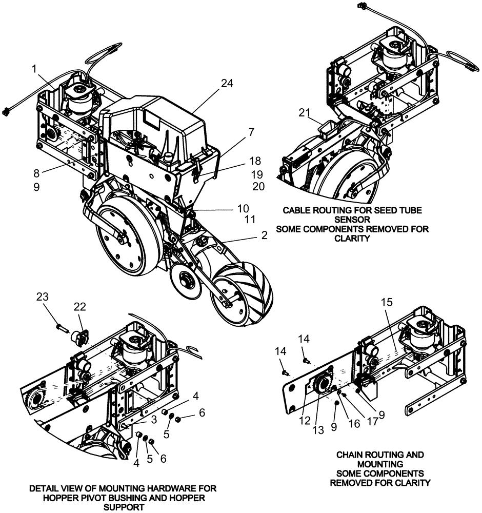 Схема запчастей Case IH 1210 - (75.200.13) - PNEUMATIC DOWN PRESSURE - 14" ROW UNIT WITH MINI HOPPER (75) - SOIL PREPARATION