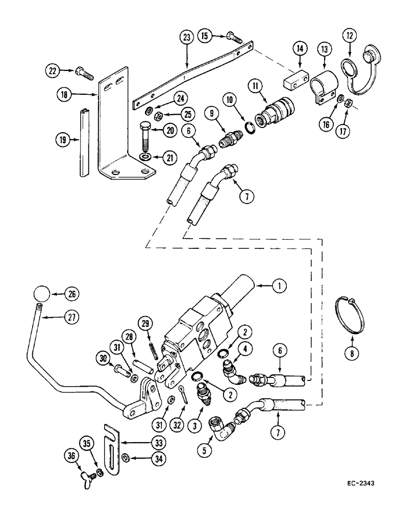 Схема запчастей Case IH 685 - (8-580) - AUXILIARY VALVES "BOSCH" - FIRST BANK (08) - HYDRAULICS