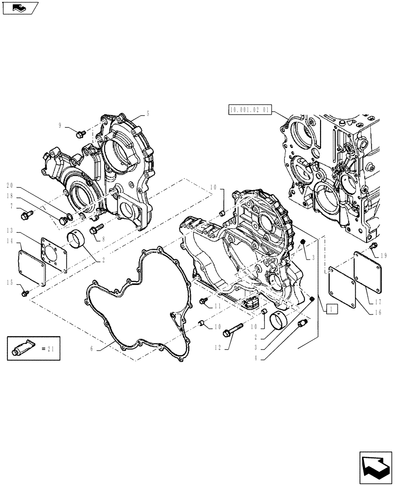 Схема запчастей Case IH FARMALL 65A - (10.102.01[01]) - TIMING GEAR CASE (10) - ENGINE