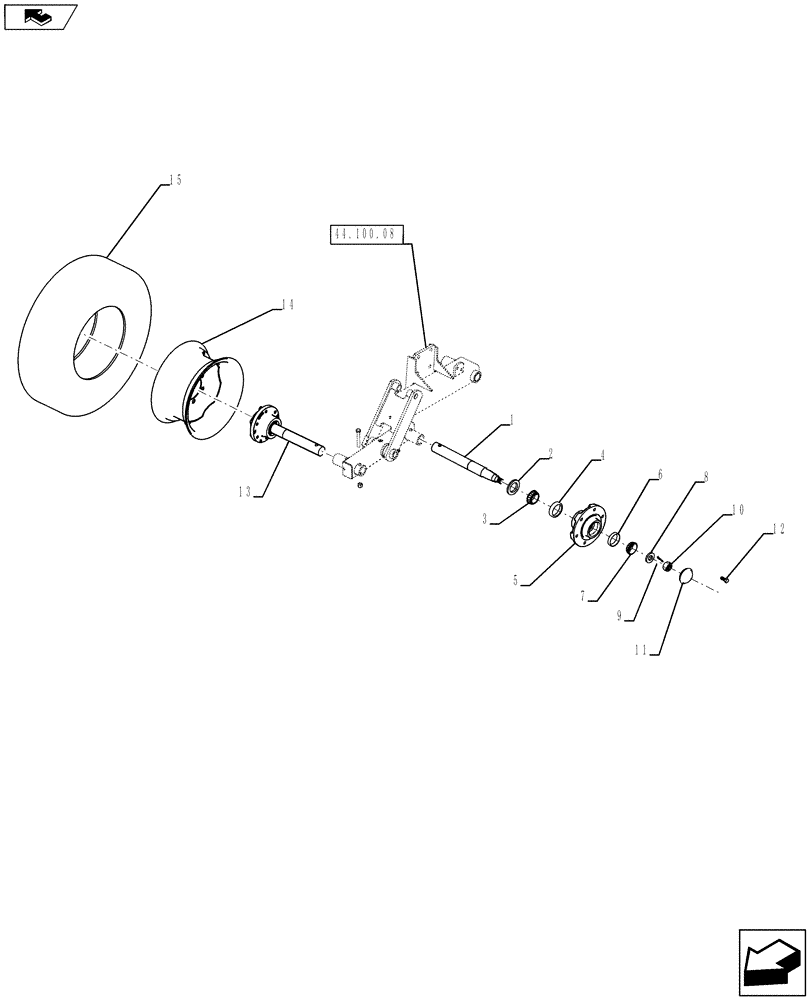 Схема запчастей Case IH 930 - (44.100.09) - 27-37 MAIN FRAME TANDEM HUB ASSEMBLY (44) - WHEELS