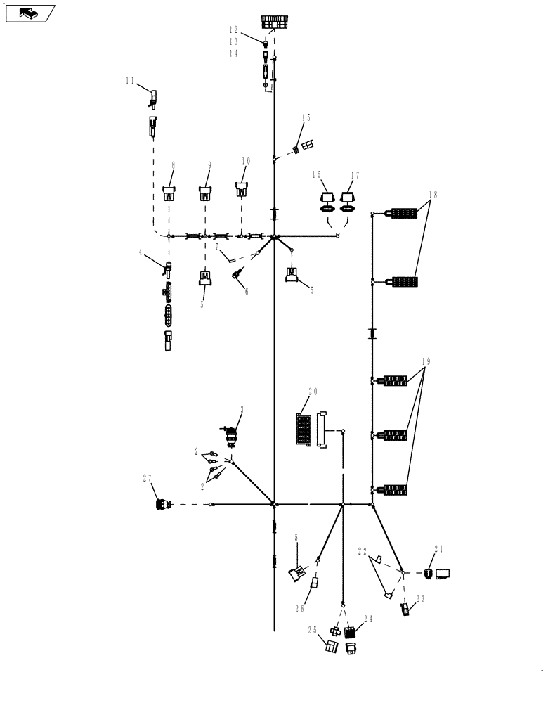 Схема запчастей Case IH 635 - (55.100.03 [01]) - MAIN CAB HARNESS (55) - ELECTRICAL SYSTEMS