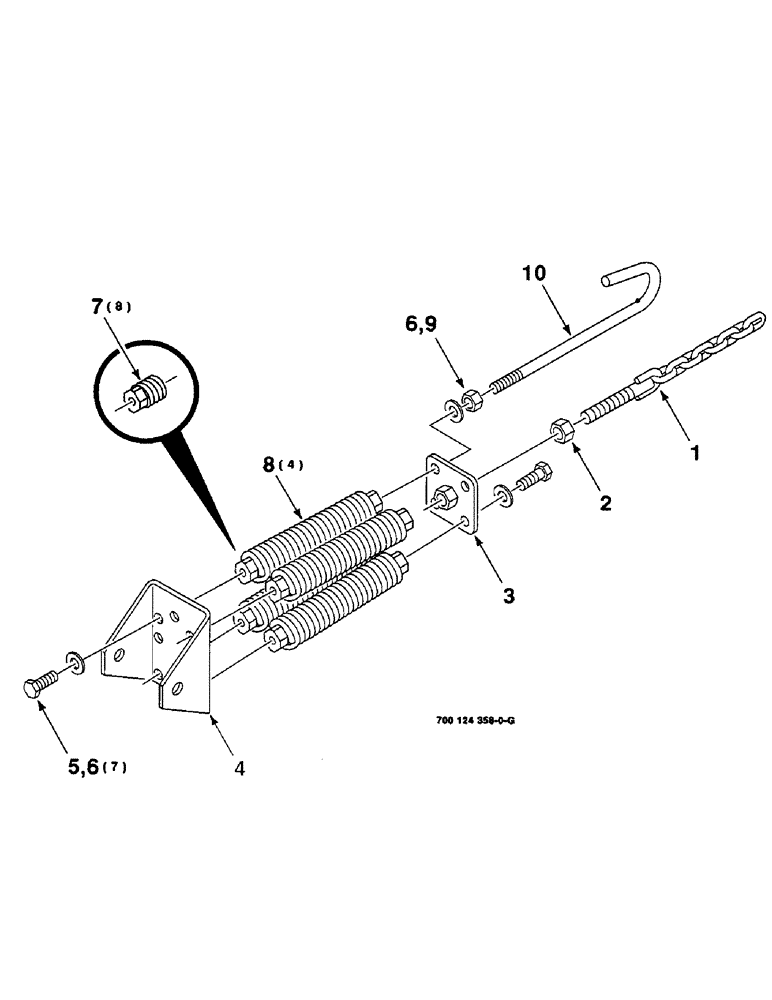 Схема запчастей Case IH 8830 - (9-056) - SPRING ASSEMBLY, RIGHT (58) - ATTACHMENTS/HEADERS