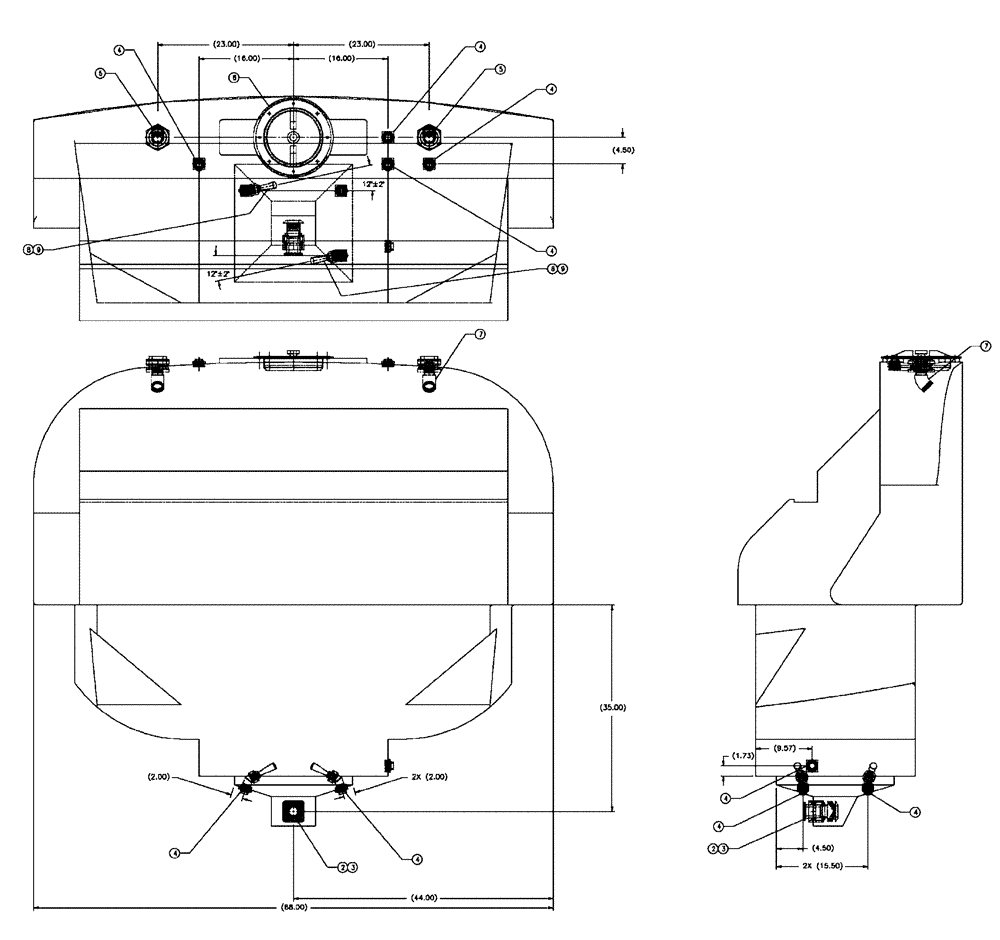 Схема запчастей Case IH 438 - (11-020) - TANK GROUP, 500 GALLON, FLEX-GRAY Wet Kit