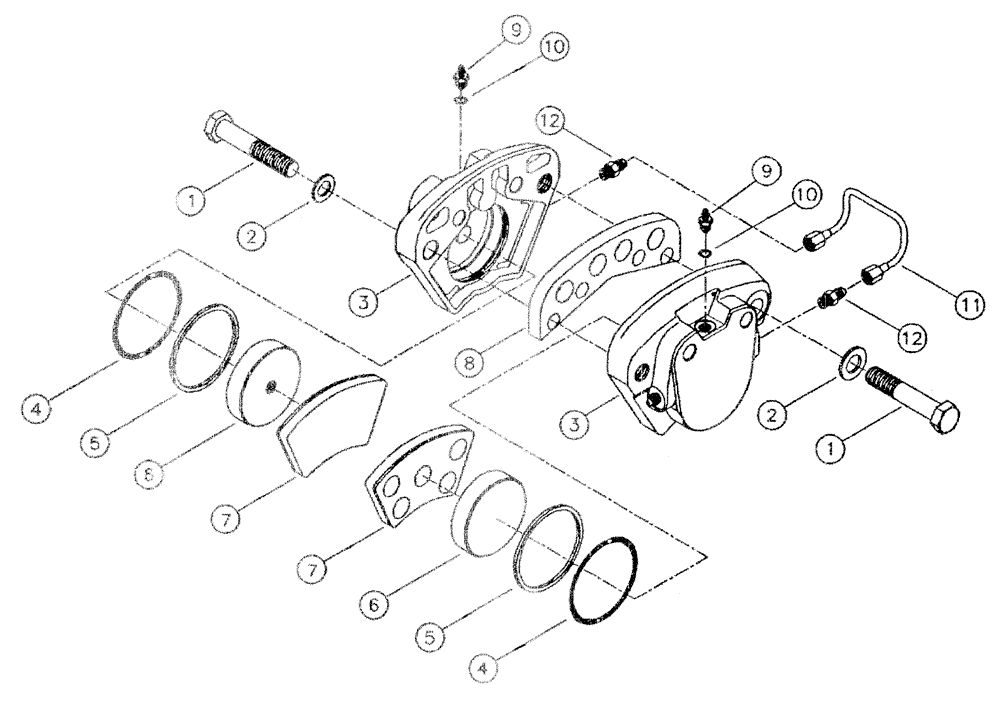 Схема запчастей Case IH SPX3200 - (06-007) - BRAKE CALIPER ASSEMBLY Hydraulic Plumbing