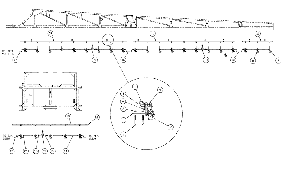 Схема запчастей Case IH SPX2130 - (09-007) - 24M, 3 BOOM SHUT OFF, RH/LH BOOM 20" NOZZLE SPACING Liquid Plumbing