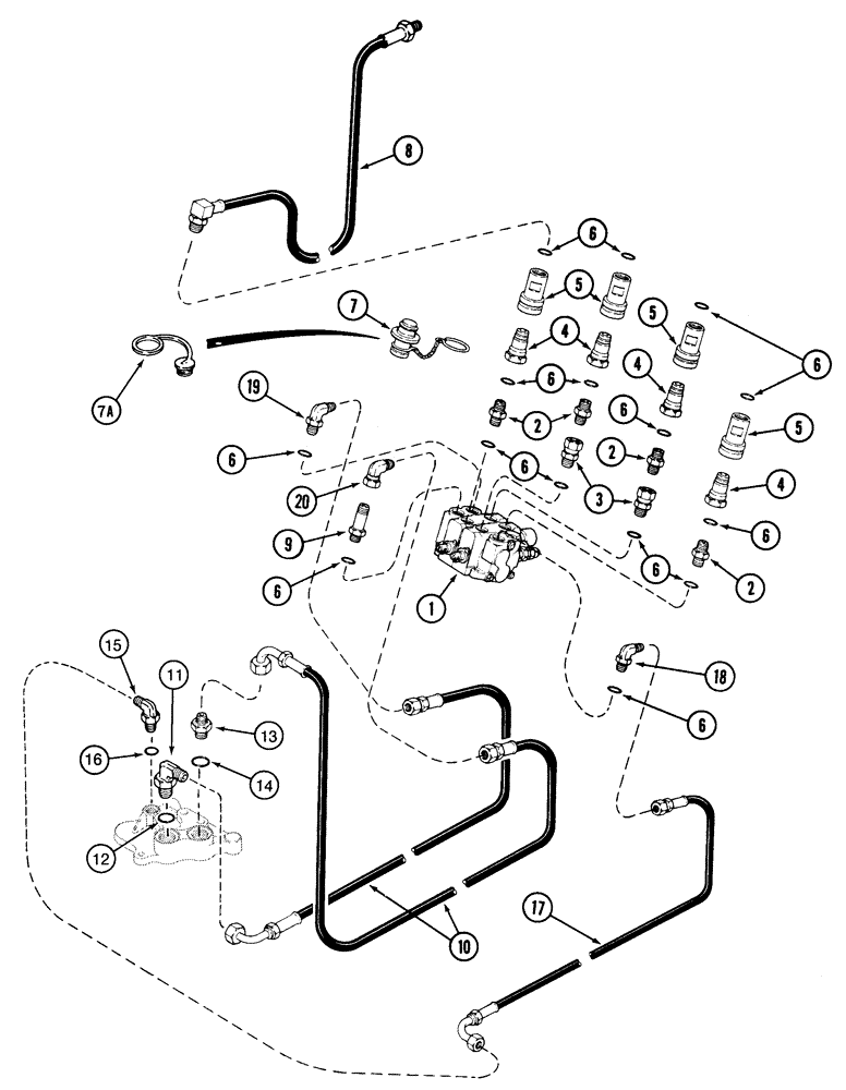 Схема запчастей Case IH 520 - (8-14) - EXTERNAL VALVE HYDRAULICS, TRACTORS WITH ROPS, SIGNAL LINE HOOKED TO POWER BEYOND PLATE (08) - HYDRAULICS